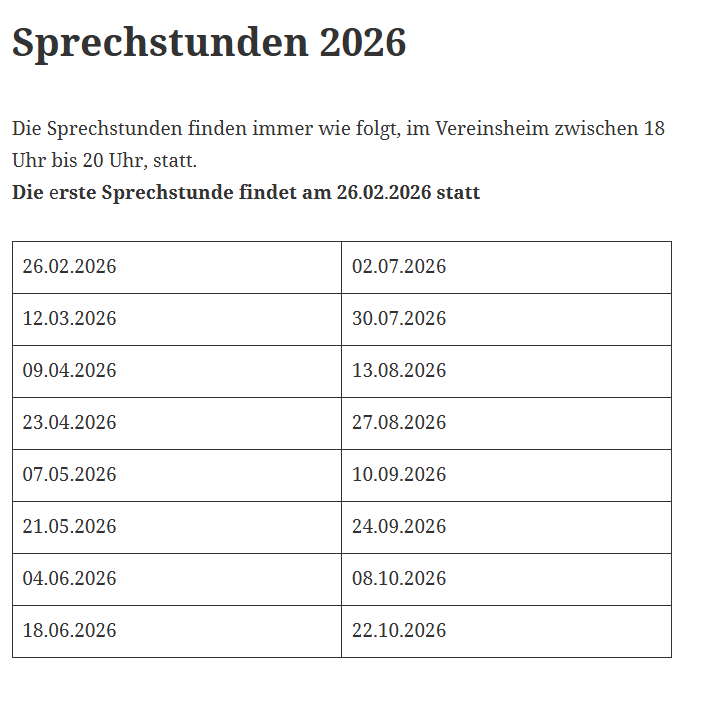 Sprechstunden 2026